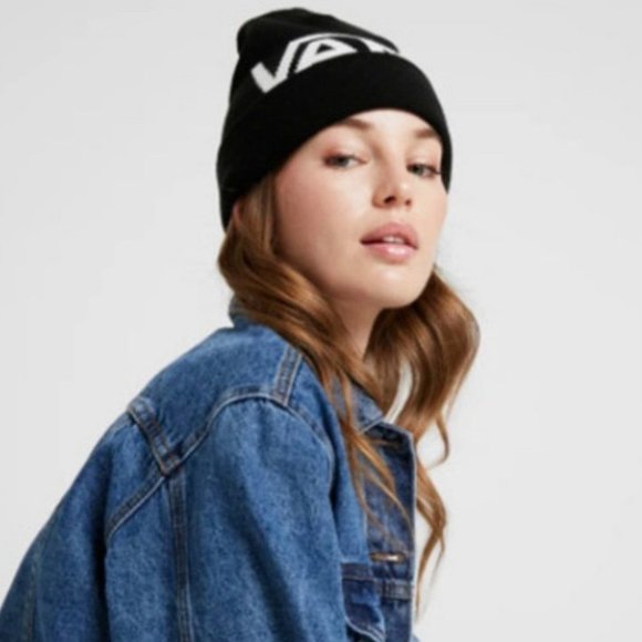 NEW Vans Soft Stretch Rib Knit Breakin Curfew Cuffed Beanie Hat Black One Size - Picture 3 of 6